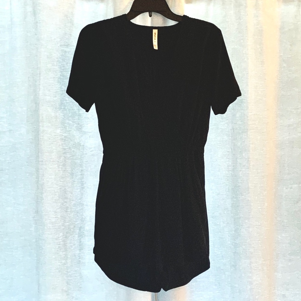 RVCA Black Faux Wrap Romper
